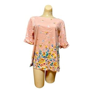 Karen Scott Floral Pink Women's Top, Large